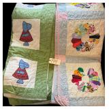 SUNBONNET SUE PATTERN QUILT, DRESDEN PLATE PATTERN QUILT