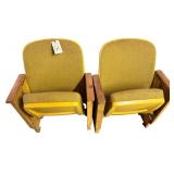 2 VINTAGE METAL AND UPHOLSTERY THEATER-STYLE SEATS