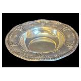 WALLACE ROSE POINT STERLING SILVER BONBON BOWL, 4116, WITH SCALLOPED AND PIERCED EDGE, APPROX. 3.51 TROY OZ., 109.2 GRAMS
