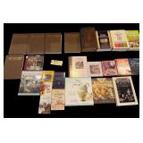 24 RELIGIOUS, BIBLE REFERENCE, AND TEA-THEMED BOOKS TO INCLUDE 5 THRU THE BIBLE W/ J. VERNON MCGEE VOLUMES, HOLMAN ILLUSTRATED BIBLE DICTIONARY, THE LAYMAN’S PARALLEL BIBLE, DAVIS DICTIONARY OF THE 