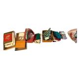 CHRISTMAS DECOR LOT TO INCLUDE CERAMIC LIGHTED TREE, LINENS, WRAPPING PAPER, GIFT BAGS, AND GREETING CARDS