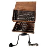BRACE AND BIT SET W/ WOODEN CASE