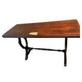 VINTAGE DARK WOOD CONSOLE TABLE - APPROX. 29.5” TALL X 47” WIDE X 18” DEEP
