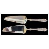PAIR OF WALLACE ROSE POINT CAKE SERVERS WITH STERLING SILVER HANDLES AND STAINLESS STEEL BLADES