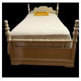 FULL-SIZE PAINTED WHITE WOODEN BED FRAME
