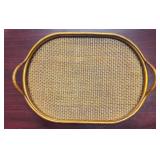 BAMBOO AND WICKER SERVING TRAY