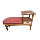 VINTAGE WOODEN 1-DRAWER TELEPHONE BENCH