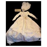 VINTAGE WEDDING DRESS W/ VEIL, BRIDAL CAKE KNIFE