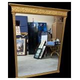 RECTANGULAR WALL MIRROR WITH ORNATE GOLD-GILDED FRAME - APPROX. 45.25” X 35” OVERALL