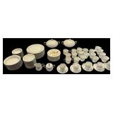 APPROX. 141 PIECES OF GRACE FINE CHINA RHAPSODY PATTERN: SERVING PLATTER, GRAVY BOAT, 2 COVERED DOUBLE-HANDLE BOWLS, 23 CUPS, 23 SAUCERS, 20 SOUP BOWLS, 14 SALAD BOWLS, 34 DESSERT PLATES, 23 DINNER PL