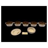 11 PIECES OF CORNING WARE ABUNDANCE PATTERN: 5 A-1 1/2-B (1.5 LITER) BAKING DISHES, 5 BOWLS, 1 PLATE