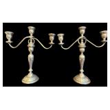 PAIR OF WALLACE ROSE POINT STERLING SILVER CANDELABRAS, 4641-9, APPROX. 14 IN. TALL, WITH WEIGHTED AND REINFORCED BASES; GROSS WEIGHTS 43.63 TROY OZ. AND 42.59 TROY OZ.