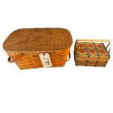 WOVEN PICNIC BASKET, SMALL WOVEN HANDLED BASKET