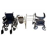 DRIVE ROLLATOR, WALKER, 2 WALKING CANES, PORTABLE TOILET, WHEELCHAIR