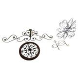 4 PIECES OF METALLIC WALL ART - 2 DAMAGED SPOTS ON PIECE W/ WOODEN FRAME