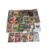 23 DC SUPERMAN-RELATED COMIC BOOKS TO INCLUDE SUPERMAN #24, #40, #41, #42, #43, #414 CRISIS CROSSOVER, #423 HISTORIC LAST ISSUE BY ALAN MOORE, CURT SWAN, AND GEORGE PÉREZ, ACTION COMICS #644, #673, 2