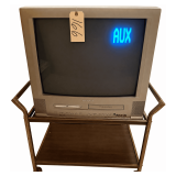 VINTAGE MAGNAVOX TELEVISION/DVD/VHS PLAYER - WORKING - W/ APPROX. 23” WIDE 2-TIER ROLLING TELEVISION CART