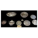 5 SILVER-PLATED TRIVETS, 3 SILVER-PLATED TRAYS