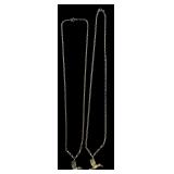 PAIR OF MARKED STERLING SILVER HUMMINGBIRD PENDANTS, CHAINS MARKED 925 (STERLING), NICE BRONZE PATINA, AMETHYST BEADS ON CHAINS, APPROX. WEIGHT IS 10.35 GRAMS TOTAL, INCLUDING BEADS.