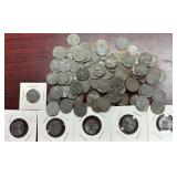 APPROX. 92 STEEL UNITED STATES WHEAT PENNIES, 1943 (WARTIME), IN VARIOUS CONDITIONS, SOME GOOD, SOME WITH RUST. BUYING ALL.