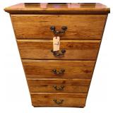 5-DRAWER WOODEN CHEST - BOTTOM TRACK NEEDS REASSEMBLY