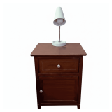 2 1-DRAWER OVER 1-DOOR END TABLES, 2 ELECTRIC LAMPS (BOTH WORKING)