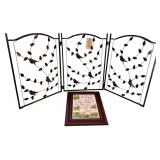 METALLIC FIREPLACE SCREEN; FRAMED NEEDLE POINT SERENITY PRAYER