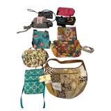 CAMELBAK FLASHFLO HYDRATION WAIST PACK, DA KINE SHOULDER BAG, COACH PURSE, LILLYBLOOM PURSE, AND OTHER ASSORTED HANDBAGS