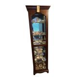 WOODEN AND GLASS DISPLAY CABINET W/ 5 GLASS SHELVES APPROX. 78” TALL X 19” WIDE X 10.25” DEEP