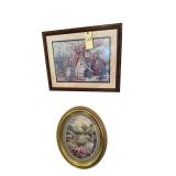 2 FRAMED AND MATTED FLORAL SCENE PRINTS: 1 BY BARBARA MOCK APPROX. 20” X 25.5”; 1 OVULAR APPROX. 23” X 19”