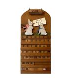 WOODEN PERPETUAL WALL CALENDAR FEATURING HAND-PAINTED RABBIT FIGURES AND INTERCHANGEABLE MONTH AND DATE TILES