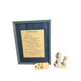 “A NURSE’S PRAYER” FRAMED INSPIRATIONAL PRINT, ENESCO PRECIOUS MOMENTS “LOVE BEARETH ALL THINGS” FIGURINE