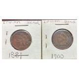 TWO UNITED STATES INDIAN HEAD PENNIES, 1881 AND 1900