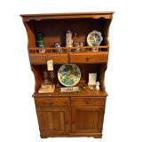4-DRAWER OVER 2-DOOR WOODEN HUTCH - APPROX. 64.5” TALL X 36.5” WIDE X 15.75” DEEP