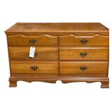6-DRAWER WOODEN DRESSER - APPROX. 31" TALL X 50" WIDE X 18.25" DEEP