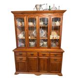 4 GLASS DOORS OVER 4-DRAWERS & 4-DOORS CHINA HUTCH - APPROX. 80” TALL X 63” WIDE X 17.75” DEEP