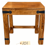 RUSTIC STYLE WOODEN STOOL - APPROX. 15” TALL X 14” WIDE X 10” DEEP