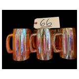 12 VINTAGE DEPRESSION ERA MARIGOLD CARNIVAL GLASS MUGS