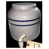 CERAMIC WATER DISPENSER W/ 2 BLUE BAND PATTERN