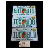 3 STATE OF FLORIDA LICENSE PLATES