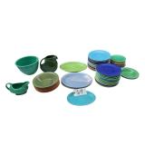 APPROX. 54 PIECES OF FIESTA USA TO INCLUDE: 10 DESSERT PLATES, 16 SUPPER PLATES, 14 SALAD PLATES, 2 SMALL BOWLS, 6 SERVING BOWLS, LARGE PLATTER, 4 SMALLER PLATTERS, WATER PITCHER, GRAVY BOAT, LARGE MI