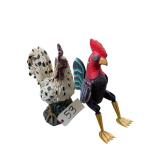 RESIN ROOSTER FIGURINE, WOODEN JOINTED ROOSTER SHELF SITTER