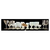 APPROX. 20 PIECES OF ASSORTED CLEAR GLASS STEMWARE TO INCLUDE: DECORATIVE PATTERNED GOBLETS, WINE GLASSES, OLD SOUTH WINERY NATCHEZ, MISSISSIPPI SOUVENIR WINE GLASS.