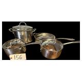 FULL CLAD MEMBER’S MARK 4-PIECE STAINLESS STEEL COOKWARE SET W/ STAINLESS STEEL LIDS