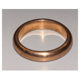 GOLD BAND RING, SIZE 6 1/2, WEIGHS 6.35 GRAMS. VERIFIED 14K BY LOCAL JEWELER.