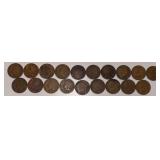 19 U.S. INDIAN HEAD PENNIES, ALL APPEAR TO BE 1897 DATE.
