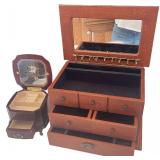 Wood Jewelry Boxes with Mirrors and Drawers