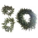 Three Faux Boxwood Wreaths