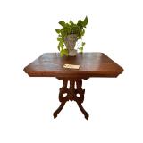 VINTAGE EASTLAKE STYLE END TABLE - APPROX. 27” TALL X 30” WIDE X 19” DEEP