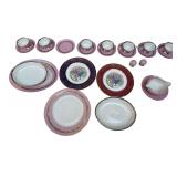 APPROX. 27 PIECES OF FLINTRIDGE CHINA CALIF. USA (SOME PIECES AS-IS/CHIPPED, 1 SAUCER HAS BEEN REPAIRED): 8 SAUCERS, 7 CUPS, SERVING PLATTER, 2 SERVING BOWLS, GRAVY BOAT, 8 SUPPER PLATES; 2 IMPERIAL S